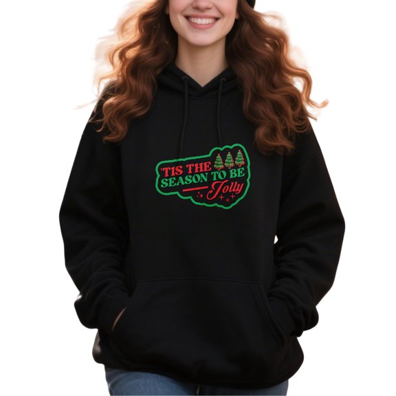 Trendy Xmas Christmas Hoodie for Men Women, Holiday Pullover Hooded Sweatshirt, Cozy Cotton Poly Blend, Funny Winter Xmas Gift Outfit