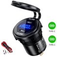 thumbnail image 1 of 90W Dual USB Charger Socket Power Outlet Adapter 12V 24V Waterproof Dual USB Ports Fast Charge for Car Boat SUV Sedan RV 2 TYPE C Blue, 1 of 6