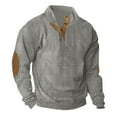 thumbnail image 3 of GrmtClth Corduroy Sweatshirts for Men Henley 1/4 Button Up Sweater Big&tall Long Sleeve Pullover Fall Stand Collar Sweatshirts Light Gray XL, 3 of 6