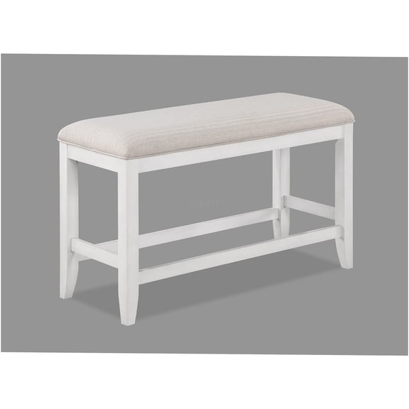 JERFIT 42-inch Counter-Height Dining Bench, White Upholstered Fabric Kitchen Bench Seat with Wood Frame for Breakfast Nook, Entryway