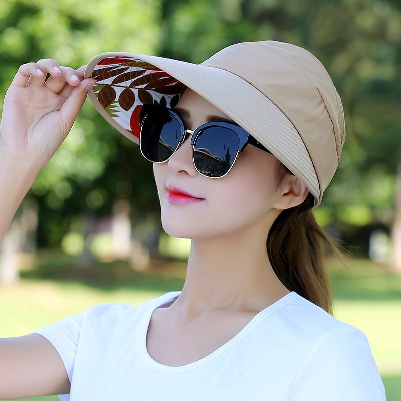 Sun Visor Hat, Adjustable Folding UV Protection Hat Headband Solar Face ...