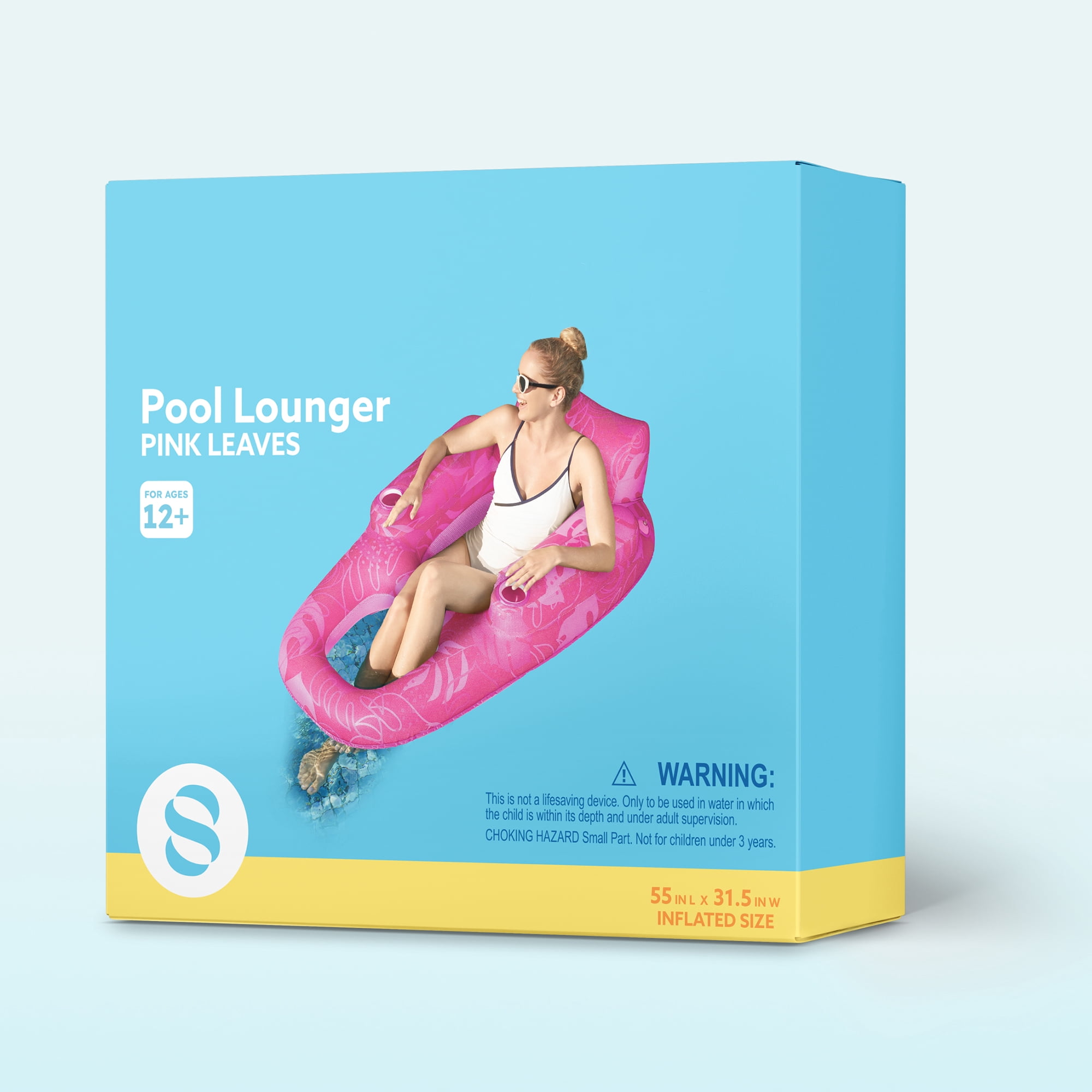 JOYFY Inflatable Pool Lounger Chair for Adult, Pool Floats Lounger Raft Floaties Water Floating Recliner Chair with Cup Holders Foot Rest Swimming Pool Floaty