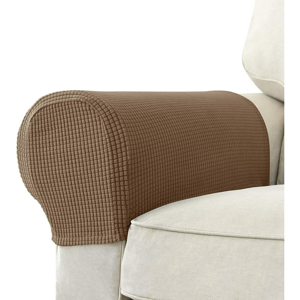 Juego de 2 fundas para reposabrazos de sofá elástico Jacquard, fundas protectoras antideslizantes para muebles, fundas para reposabrazos para sofá reclinable Adepaton LRWJ065-3