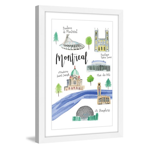 Marmont Hill "Montreal Sights" By Molly Rosner Framed Painting Art Print, 24.0" x 1.5"