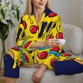 thumbnail image 6 of Uemuo PLANETA EN FORMA DE PIZZA Pattern Womens Pajama Sets,PJ Set for Women,Pajamas for Women Logo,Long Sleeve Pajama Set for Women,Soft Long Sleeve Top With Pants-Small, 6 of 9