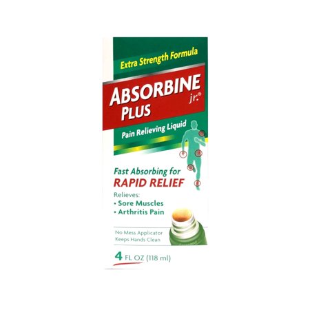 ABSORBINE JR. Extra Strength Pain Relieving Liquid, for Muscle, Joints, Arthritis Pain, with No-Mess Applicator, 4 Oz - 2 Pack