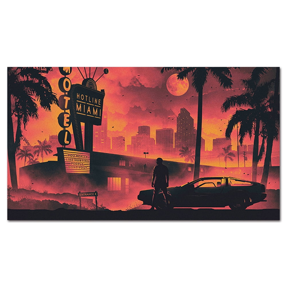 Large Framed Miami Hotel Wall Art Miami Inn Wall Decor Vintage Miami