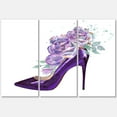 thumbnail image 4 of Designart Chaussure Stiletto Violet Foncé Avec Roses Violettes Roses Art mural sur toile, 4 of 4