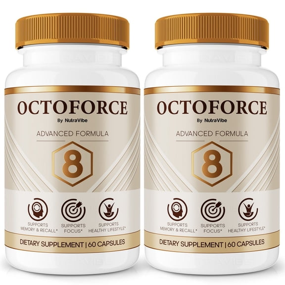 (2 Pack) OctoForce Pills – Daily Formula with a Natural Blend to Help Maintain Focus, Memory & Concentration | Clean, Gentle, Easy-to-Swallow Capsules for Everyday Sharpness (120 Capsules)