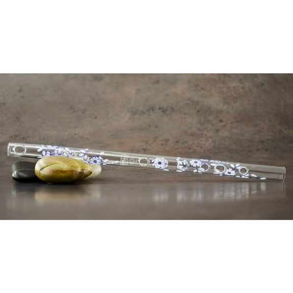 Hall Crystal Flute 11016 - Inline Glass Piccolo in D - Blue Delft