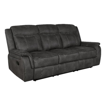 Benjara Tom 85" Motion Manual Recliner Sofa- Gel Memory Foam Black Faux Leather