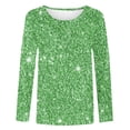 thumbnail image 4 of ibuvkizy Womens Tops,Long Sleeve Shirts for Women,Ladies' Shiny Printed Casual Pullover Classic Long Sleeved Round Neck Top Green,XXL, 4 of 4
