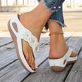 thumbnail image 2 of Eltusu Women Flip Flops Sandals, Open Toe Holiday Wedge No Slip Summer Beach Shoes White Size 7, 2 of 9