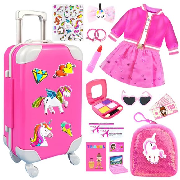 Funda de accesorios para muñecas, equipaje, viaje, juego para niña de 18 pulgadas