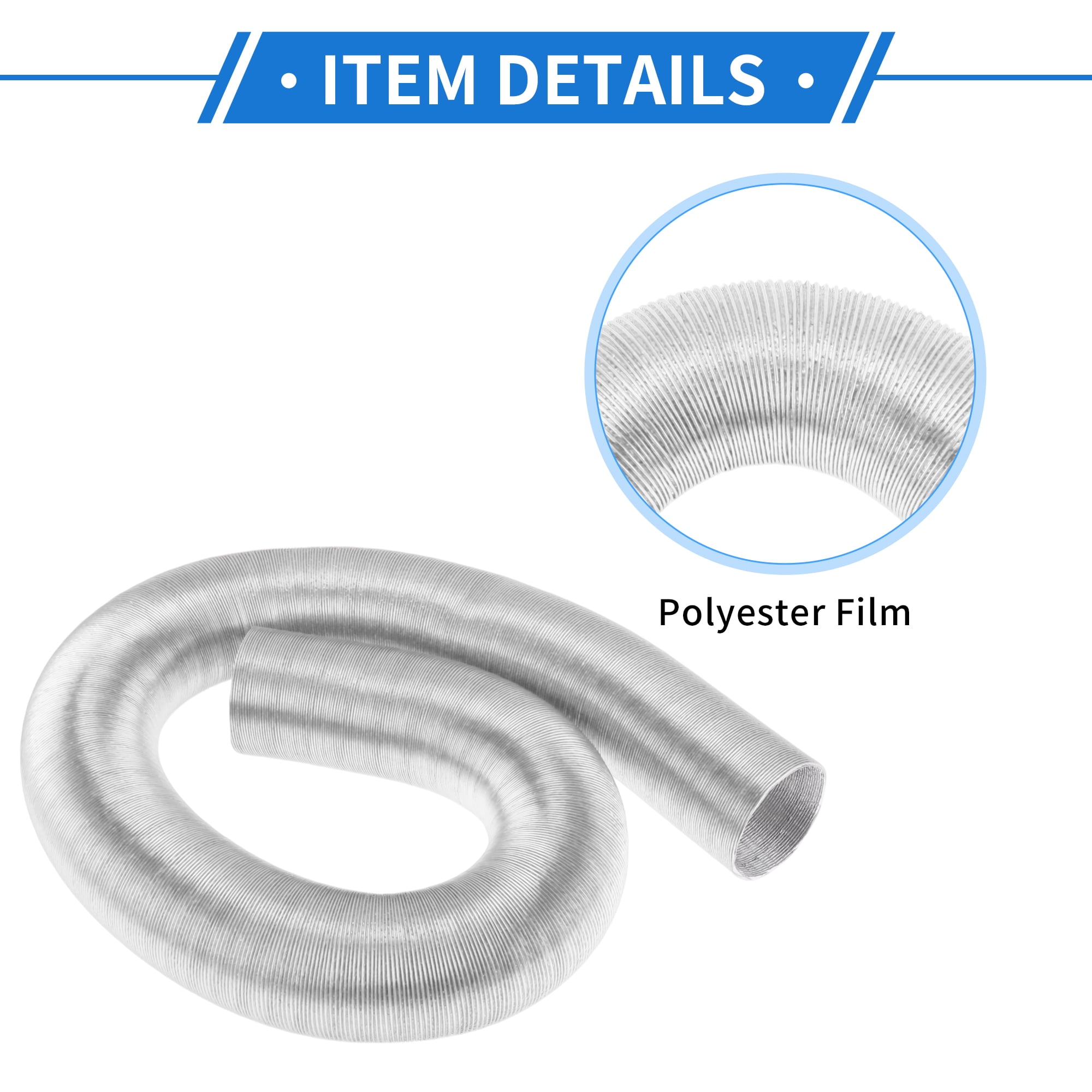 Unique Bargains 60mm Dia 180cm Car Heater Duct Pipe   Aluminum Foil Warm Air Ducting Hose for Diesel Heater Silver Tone