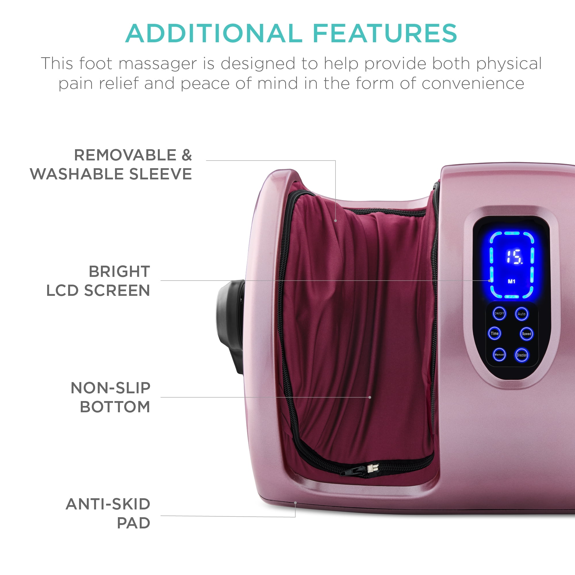 Best Choice Products Foot Massager Machine, Therapeutic Reflexology Massager w/ High-Intensity Rollers - Rose Gold