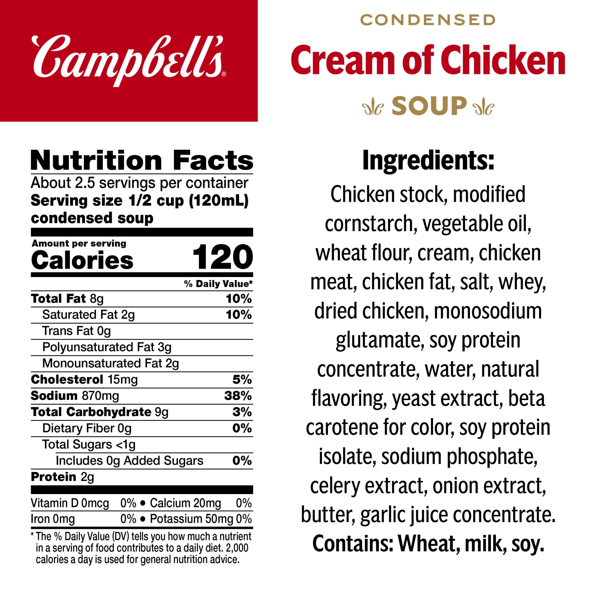 (48 pack) Campbell's Condensed Cream of Chicken Soup, 10.5 oz Can