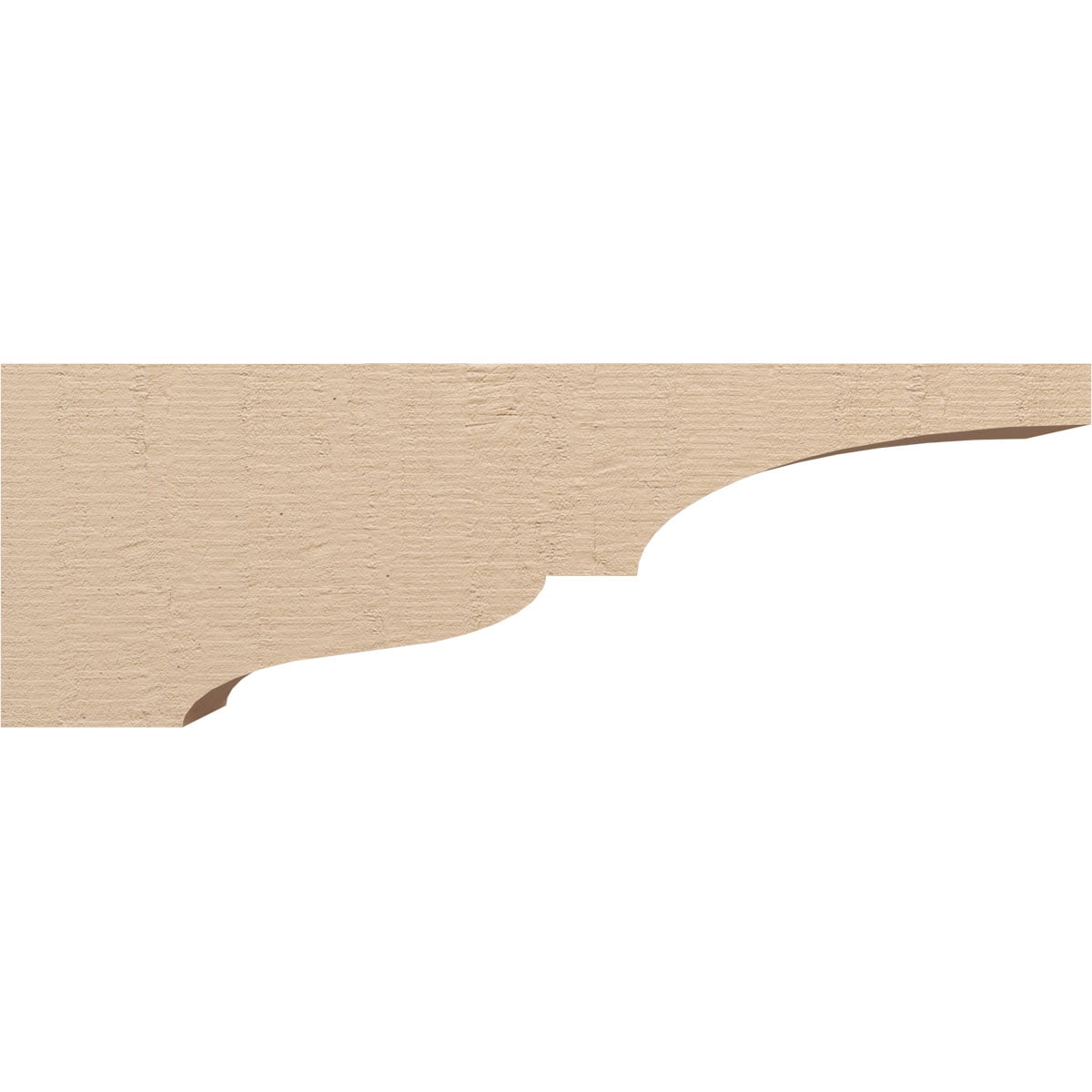 6"W x 36"D x 12"H Thin Asheboro Rough Cedar Woodgrain TimberThane Corbel, Primed Tan