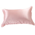 thumbnail image 2 of Silk Pillowcase Reversible Sateen Weave Smooth Fabric for Bedroom Decor, Pink, 2 of 9