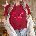thumbnail image 5 of GaThRRgYP Womens Tops Short Sleeve Blouse,Plus Size Tops under 10.00,Women's Casual Round Neck Short-sleeved Christmas Tree Printed T-shirt Top Wine S, 5 of 6