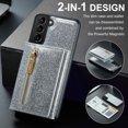 thumbnail image 2 of Nalacover Zipper Wallet Case for Samsung Galaxy S22 Plus with Card Slots Holder Magnetic Kickstand, 2 in 1 Design Luxury Shining PU Leather Shockproof Anti-Scratch Cover for Galaxy S22 Plus,Silver, 2 of 11