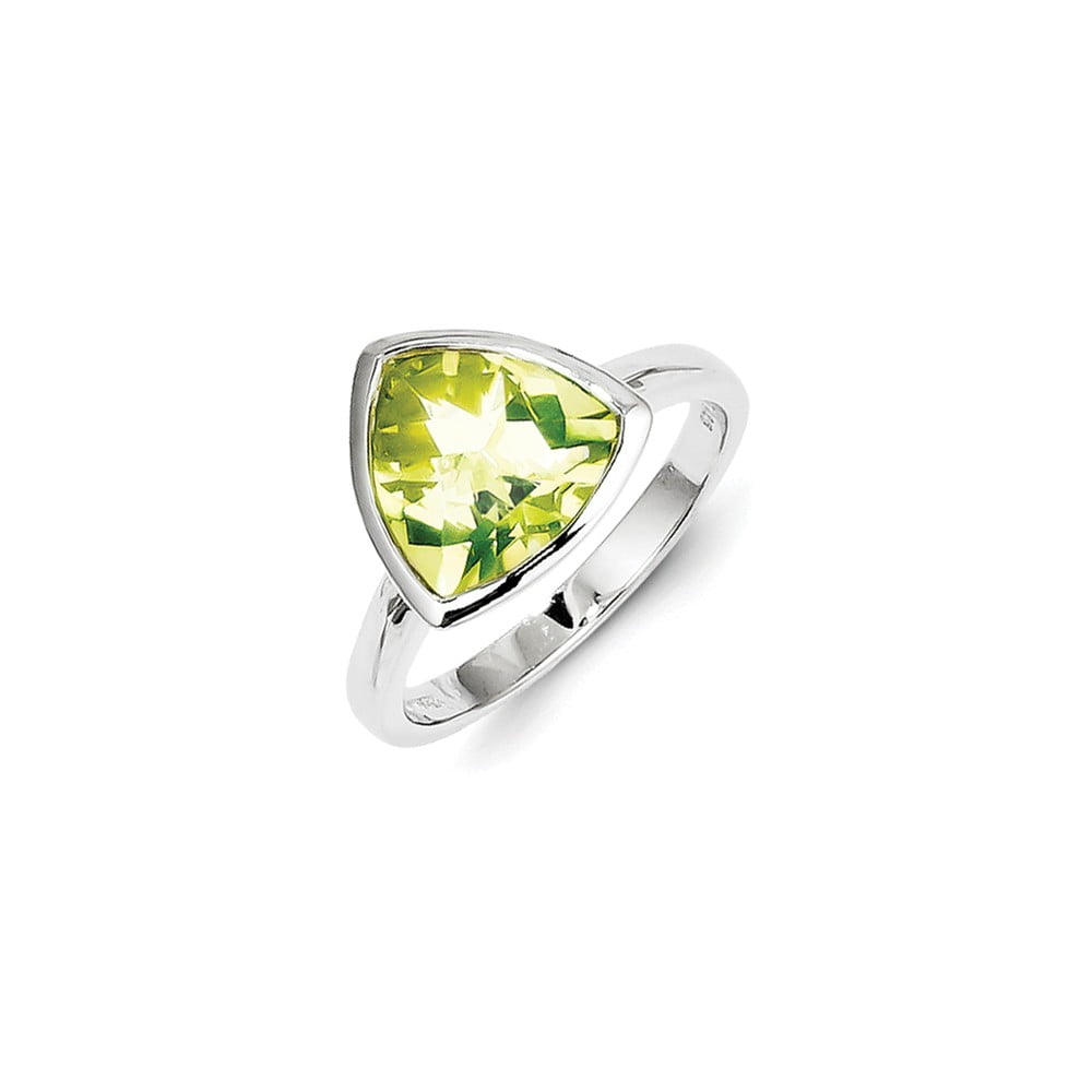 925 Sterling Silver Square Diamond Lemon Quartz Band Ring Size 7.00 Gemstone Fine Jewelry For Women Gifts For Her