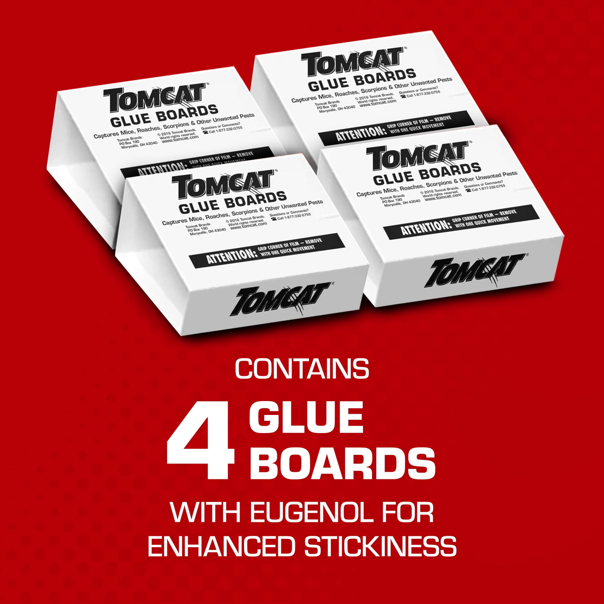 Tomcat Ready to Use Glue Sticky Mouse Traps ~ 4 Pack ~ 16 Traps