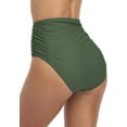 thumbnail image 6 of Womens High Waisted Bikini Bottom Ruched Side Swimsuits Bottoms Solid Tankini Briefs, 6 of 6