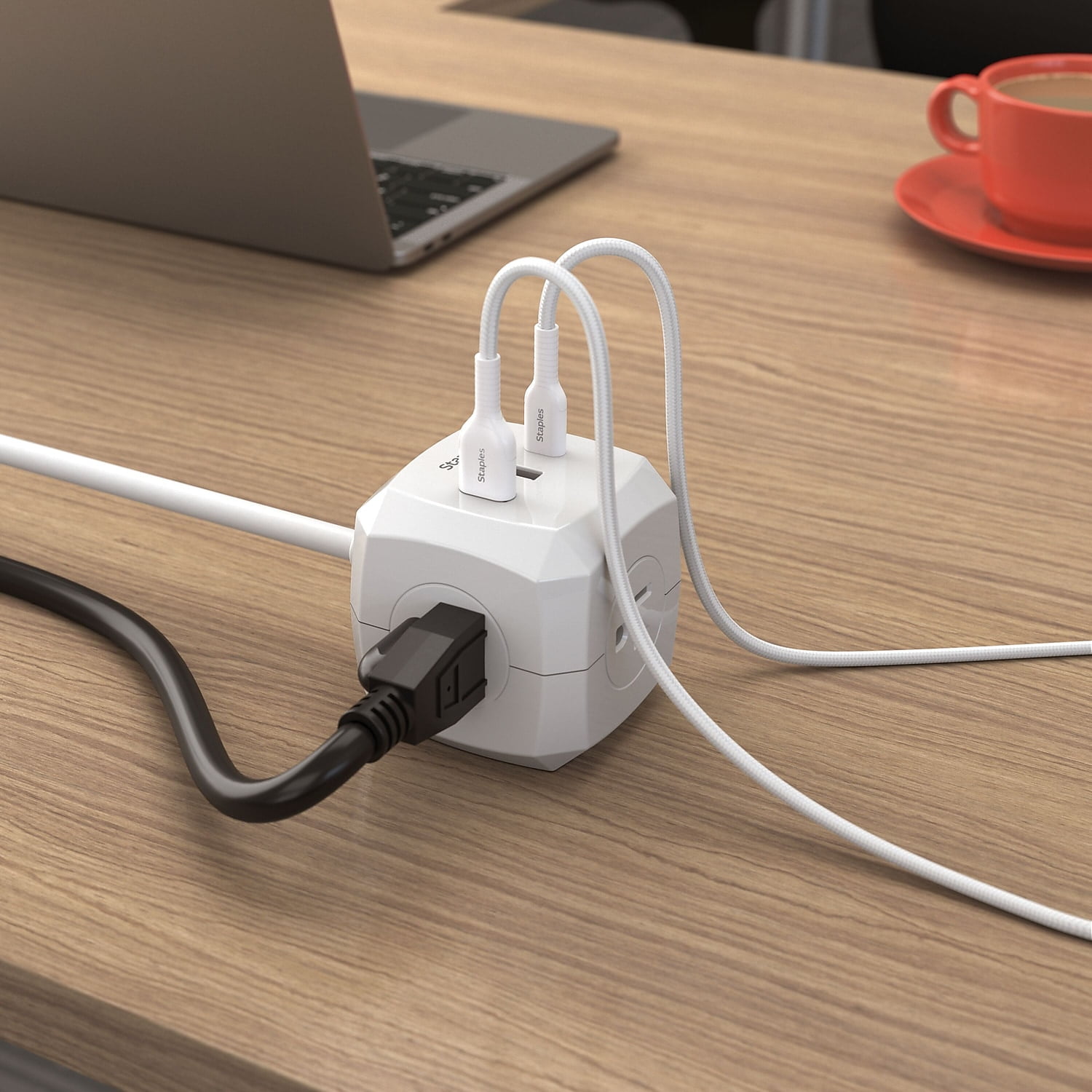 Staples TECH 5' Extension Cord 3-Outlet 14 AWG White (ST62348)