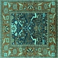 thumbnail image 1 of Ahgly Company Machine Washable Indoor Square Oriental Turquoise Blue Industrial Area Rugs, 5' Square, 1 of 4