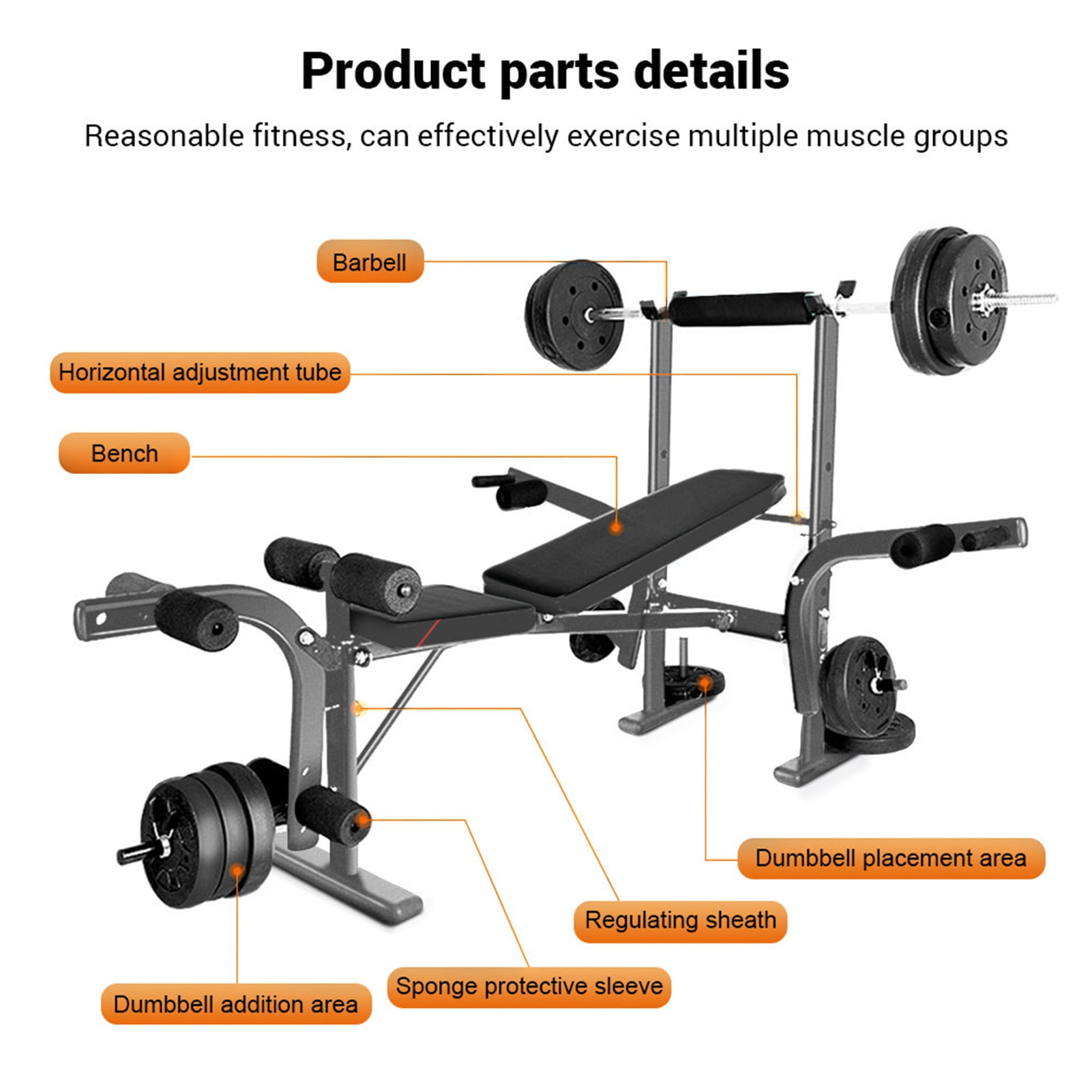 800 LBS Capacity 4-in-1 Weight Bench with Preacher Curl & Leg Developer, Adjustable Home Gym for Full Body Strength Training