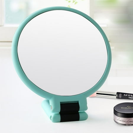 Hand Signed Green - Portable Double-Sided Make-up Mirror 10 Times Hand-Hold Magnifying Mirror Christmas Birthday Gift Color:Mint Green