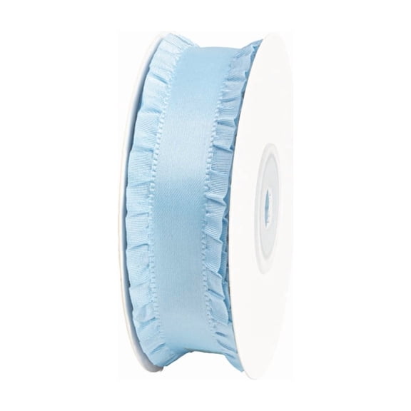 XmhyTop 1 Roll 0.99" Wide x 10 Yards Long Ruffled Ribbon, Decorative Gift Wrapping Ribbon for Crafts, Holiday & Event Decor, blue