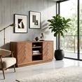 thumbnail image 3 of Pemberly Row Contemporary 60" Herringbone Sideboard in Honey Walnut, 3 of 22