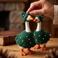 thumbnail image 4 of 7 Inch Hand Crochet Christmas Tree Goose Outfit, Green Knitted Xmas Tree Costume Set with Rhinestone Decor for Small Goose Statue Winter Holiday Farmhouse Decor, 4 of 7