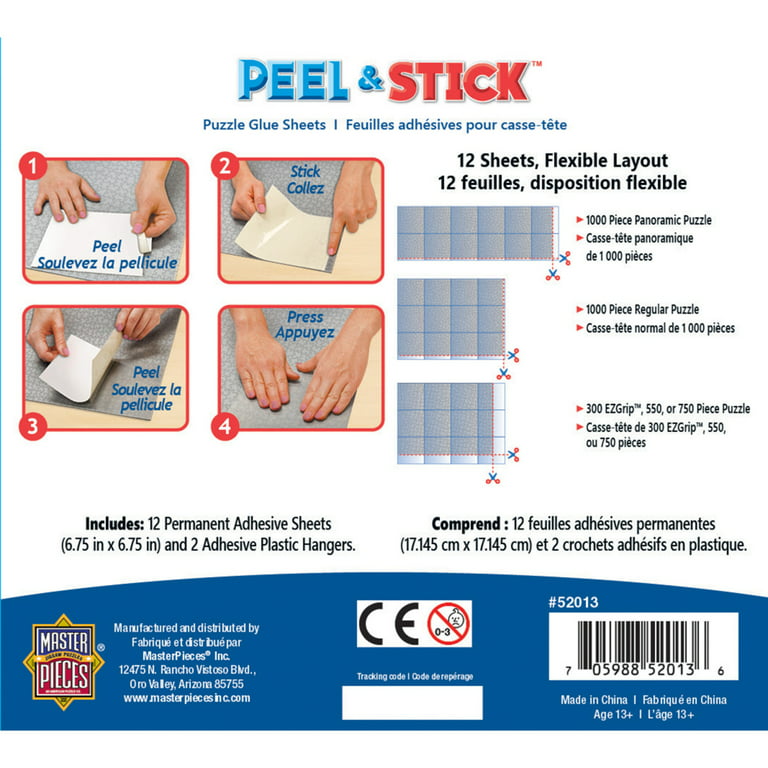 Jigsaw Puzzle Saver 12 Peel & Stick Glue Sheets saves 3x 1000 pc.  (55x29.5)
