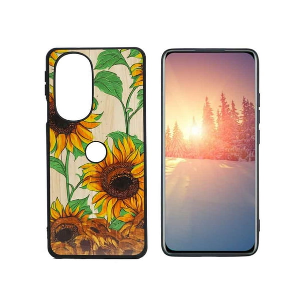 Summer-Sunflowers-Wood-Panel-313 Phone Case, Degined for Motorola Edge Plus 2022 Case Men Women, Flexible Silicone Shockproof Case for Motorola Edge Plus 2022