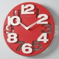 thumbnail image 2 of DOLITY Big Contemporary wall Clock Creative Hollow Out Number Design Analog Clock Red, 2 of 9
