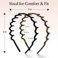 thumbnail image 5 of Non Slip Zig Zag Headbands with Teeth - 2 Pack Matte Black Plastic Headbands for Women & Teens, Effortless Comb Hair Bands for Slicked Back Hairstyles, Thin Skinny Hair Accessories, 5 of 6