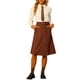 thumbnail image 2 of Falda A-Line de Cintura Alta Elástica para Mujeres INSPIRE CHIC, con Cinturón, Midi de Pana para Otoño Invierno, Talla XS, Color Marrón, 2 of 6