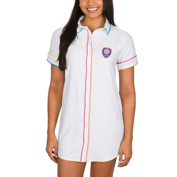 Women's Concepts Sport White Orlando City SC Flutter Knit Button-Up Nightshirt