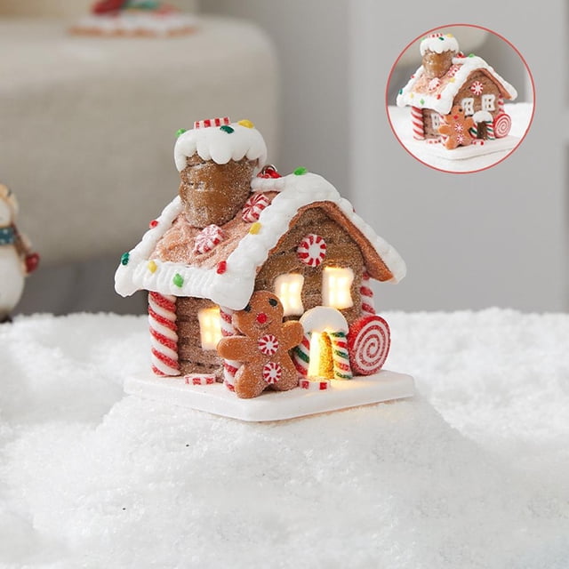 SGACAI Colgante de casa de jengibre con LED, casa de dulces de cuento de hadas de arcilla para Navidad Tr NUEVO