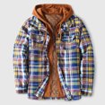 thumbnail image 2 of Plaid Flannel Jacket for Men Sale Clearance Quilted Winter Coat with Hood Tartan Checkered Shirt Jacket Long Sleeve Zipper Outdoor Outwear Hooded Lattice Coats Lumberjack Jacket UK Size 8-22, 2 of 2