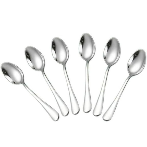 Nvzi Tableware Spoons, 6-Pack Stainless Steel Spoons 4.95in,Silvery - Teaspoon for Coffee,Premium Spoons Silverware,Durable Teaspoons for Daily Use, Ideal Spoons for Coffee,Desserts