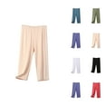 thumbnail image 1 of Capri Pants for Women 2025 Solid Color Plus Size Lightweight Breathable High Waist Pajama Bottoms Womens Cropped Pants, 1 of 4