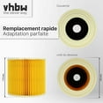 thumbnail image 3 of FlkwoH vhbw Patronfilter kompatibel med Kärcher NT 27/1 ME Professional, NT 48/1 TE Professional våt- eller torrdammsugare - Plisserat filter, 3 of 3