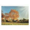 thumbnail image 1 of Autumn Cutting Board, Autumn Sight with Pale Falling Leaves in the Park Foliage Nature Season Concept, Decorative Tempered Glass Cutting and Serving Board, Large Size, Orange Blue, by Ambesonne, 1 of 1