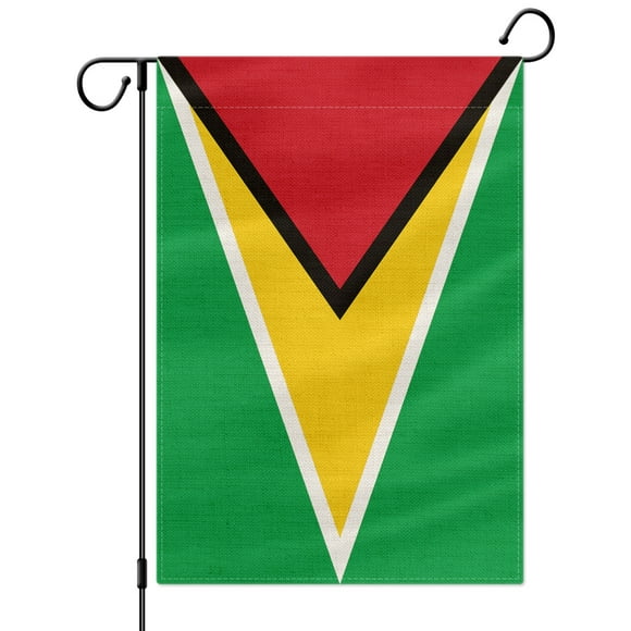 PTEROSAUR Guyana Garden Flag, Guyanese National Flag, 12.5x18 inch Double Sided Burlap for House Yard Lawn Indoor Outdoor Decor