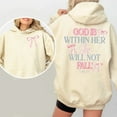 thumbnail image 4 of "God Is Within Her She Will Not Fall" Christian Hoodie - Psalm 46:5 Bible Verse Pullover with Pink Bow Design, 4 of 6
