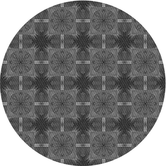 Ahgly Company Indoor Round Patterned Sonic Silver Gray Area Rugs, 8' Round